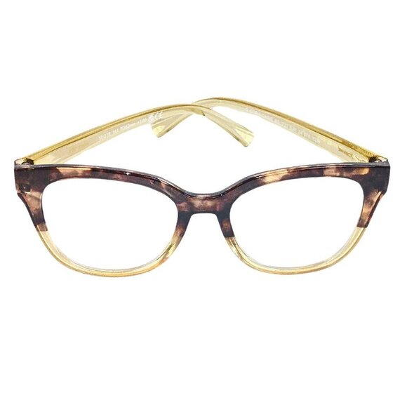 BETSEY JOHNSON WOMEN'S READING GLASSES +2.00 - GOLD & TORTOISE RECTANGLE FRAME - Picture 1 of 3